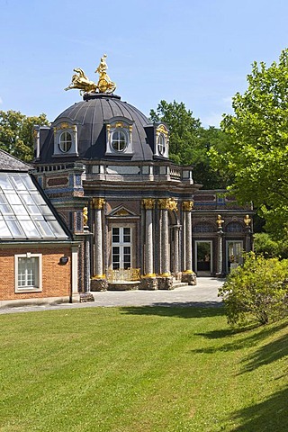 Neues Schloss Castle and orangery, Hermitage near Bayreuth, Upper Franconia, Franconia, Bavaria, Germany, Europe