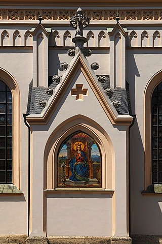 Side chapel with a Saints motif at the Parish Church of St. Nicholas, Ludwigsplatz 3, Rosenheim, Upper Bavaria, Bavaria, Germany, Europe