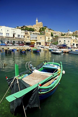 Church and harbour, Mgarr Harbour, Mgarr, Island of Gozo, Malta, Mediterranean, Europe