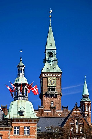 Spire, turrets, centre of Copenhagen, Denmark, Europe