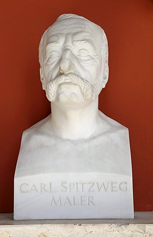 Bust, Charles Spitzweg, painter, Ruhmeshalle, Hall of Fame, Theresienwiese, Munich, Bavaria, Germany, Europe