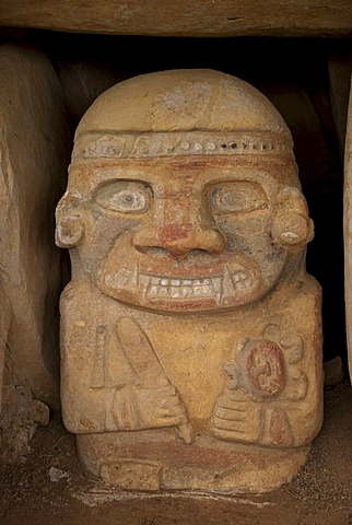 5000 year old sculpture, in San Agustin, Alto de Los Idolos, Huila, Colombia, South America