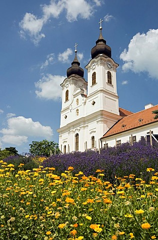 Baroque church and convent of Benedictine abbey in Tihany, Lake Balaton area, Hungary, Europe