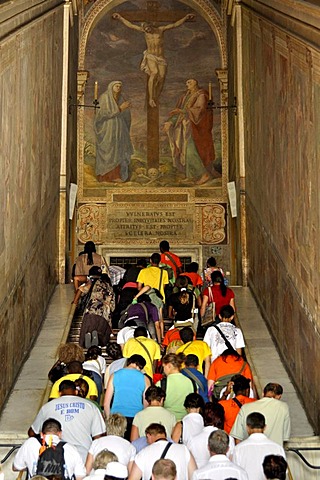 Holy stairs to the Chapel of San Lorenzo, Piazza di San Giovanni in Laterano, Rome, Lazio, Italy, Europe