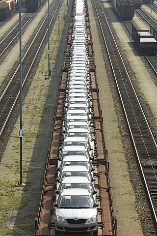 Railway tracks, car transportation with special wagons