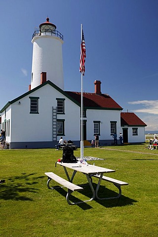 Dungeness Lighthouse on the sandspit of Olympic Peninsula, Sequim, Washington, USA