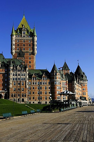 Chateau Frontenac castle in the historic old town of Quebec City, Quebec, Canada