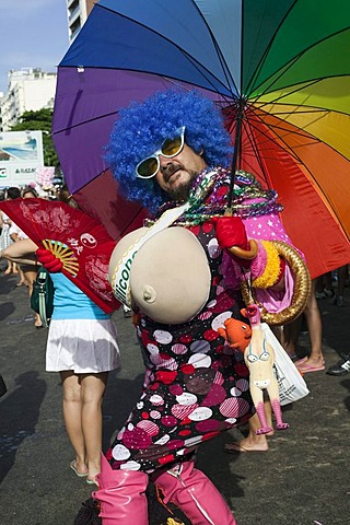 Transvestite at the Banda de Ipanema Parade, Carnival in Rio de Janeiro, Brazil, South America