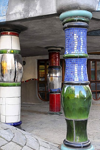 Entrance hall, Kunsthaus museum by Friedensreich Hundertwasser, Vienna, Austria, Europe