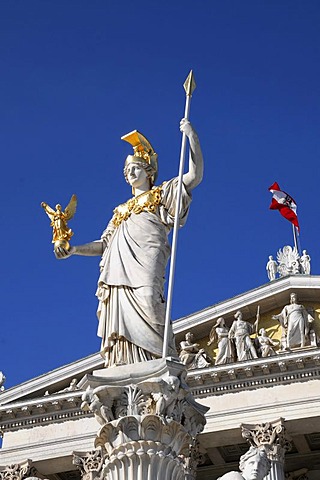 Statue of Pallas Athena in front of the parliament, Vienna, Austria, Europe