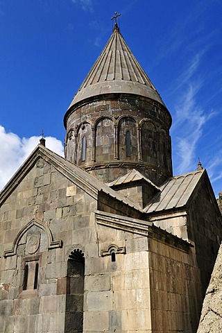 Historic Armenian church at Geghard monastery near Garni, UNESCO World Heritage Site, Kotayk region, Armenia, Asia