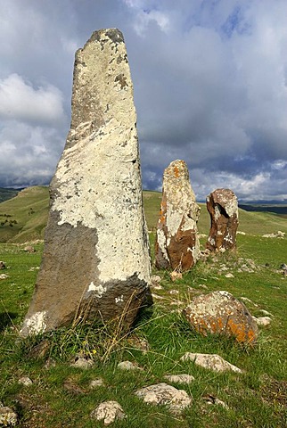 Zorats Karer, 6000 B.C. stoneage observatory, menhir of Karahunj, Cara Hunge, Armenia, Asia