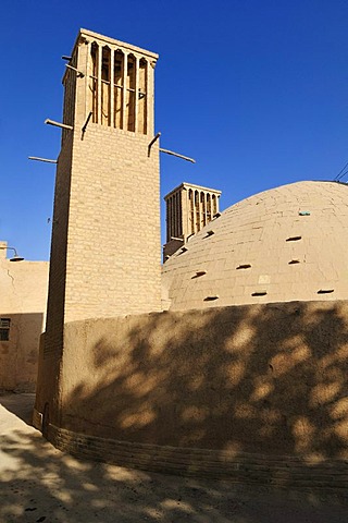 Windtower at underground water reservoir in the historic town of Yazd, UNESCO World Heritage Site, Iran, Persia, Asia