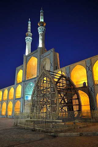 Nakhl, wooden construction used during Ashur procession next to the entrance portal of Tekiye Amir Chaqmaq in the historic town of Yazd, UNESCO World Heritage Site, Iran, Persia, Asia