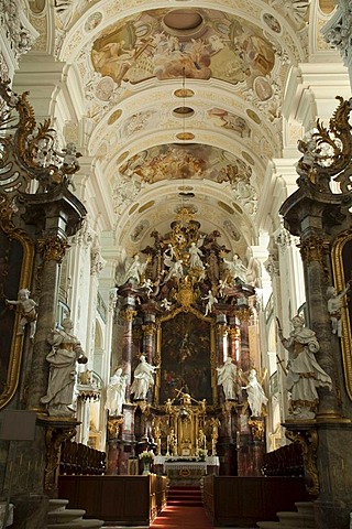 Church, interior, Schoental Abbey, Jagst Valley, Baden-Wuerttemberg, Germany, Europe