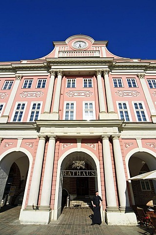 Neuer Markt square and town hall, old town, Hanseatic city of Rostock, Mecklenburg-Western Pomerania, Germany, Europe