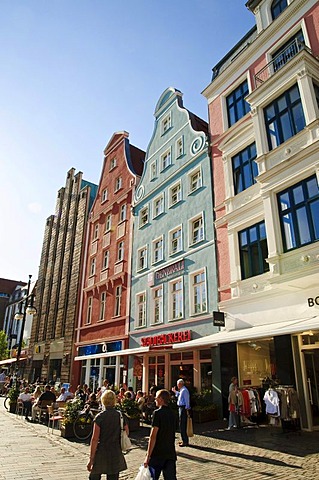 Shopping street Kroepeliner Strasse, pedestrian area, old town, Hanseatic city of Rostock, Mecklenburg-Western Pomerania, Germany, Europe