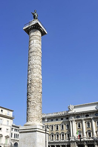 Column of Marcus Aurelius, Piazza Colonna square, Rome, Lazio, Italy, Europe