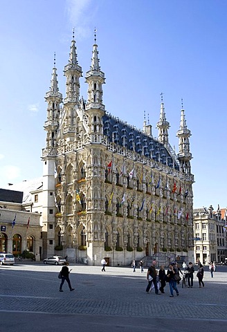 Gothic Town Hall of Leuven at Grote Markt square, Belgium, Europe