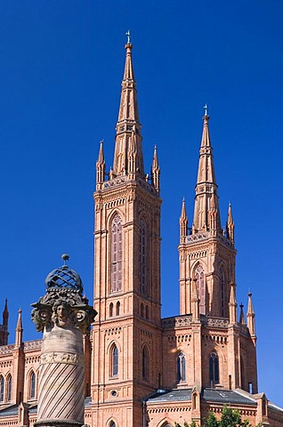 Market Church and Market Column in Wiesbaden, Hesse, Germany, Europe