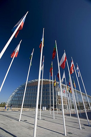 International flags, European Investment Bank EIB, Kirchberg quarter, Europe District, Luxembourg, Europe