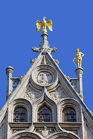 Facades of a guild house on the Grote Markt square, Antwerp, Flanders, Belgium, Europe