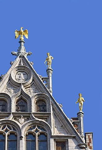 Facades of a guild house on the Grote Markt square, Antwerp, Flanders, Belgium, Europe