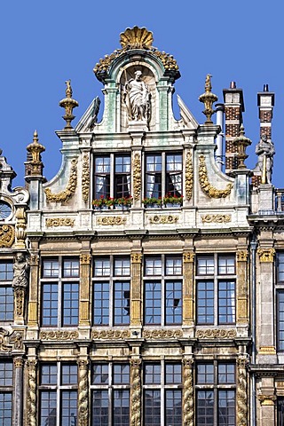 Facades and gables of the guildhalls on Grote Markt, Grand Place, Brussels, Belgium, Europe