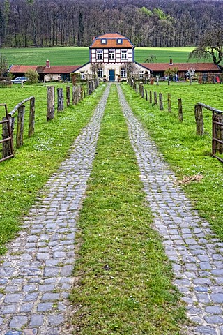 The Kutscherhaus coachmen's cottage on the Laves-Kulturpfad cultural trail in Derneburg in Hildesheim, Lower Saxony, Germany, Europe