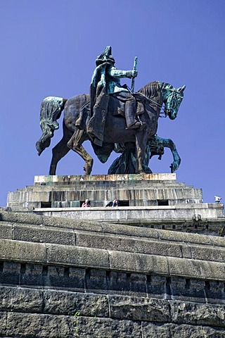 Kaiser Wilhelm Memorial at the Deutsches Eck, confluence of the Moselle and Rhine River in Koblenz, Rhineland-Palatinate, Germany, Europe