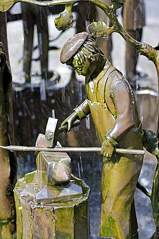 "Brunnen des Handwerks", fountain of crafts, Trier, Rhineland-Palatinate, Germany, Europe