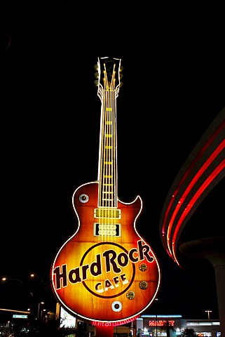 Guitar of the Hard Rock hotel on the Paradise Road, detail, Las Vegas, USA