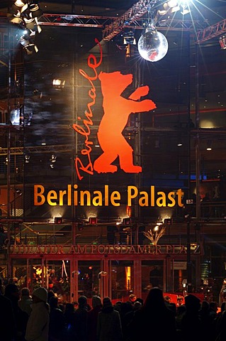 Red carpet at the Berlinale or Berlin Film Festival, Berlinale Palast musical theater on Potsdamer Platz square, Tiergarten, Berlin, Germany, Europe