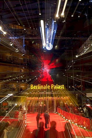 Red carpet at the Berlinale or Berlin Film Festival, Berlinale Palast musical theater on Potsdamer Platz square, Tiergarten, Berlin, Germany, Europe