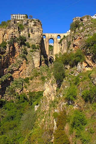 Puente Nuevo, new bridge, spanning the Tajo Gorge, Ronda, Malaga province, Andalusia, Spain, Europe