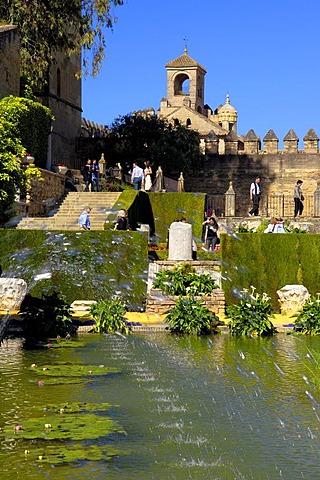 The gardens of Alcazar de los Reyes Cristianos, Alcazar of Catholic Kings, Cordoba, Andalusia, Spain, Europe