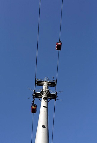 Cabins running over a high lift support, tubular steel construction, Thale, Harz, Saxony-Anhalt, Germany, Europe