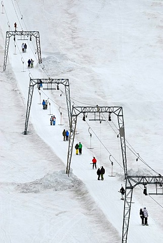 Ski lift in the Folgefonn summer ski center AS, Folgefonna glacier, Norway, Europe