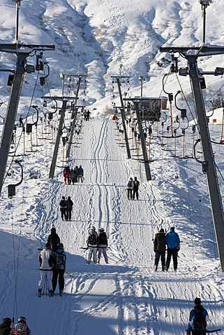 Drag lift, Pankrazberg, Hochfuegen, Modau, Tyrol, Austria, Europe