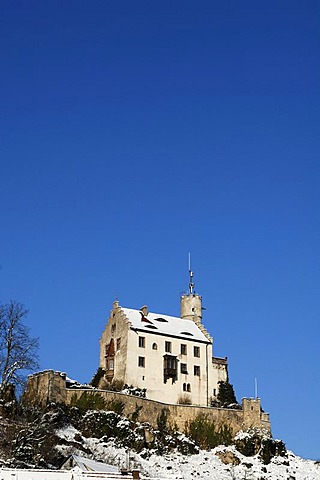 Burg Goessweinstein castle, first documented in 1076, redesigned in the Neo-Gothic style around 1890, Goessweinstein, Upper Franconia, Bavaria, Germany, Europe