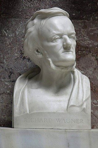 Bust of Richard Wagner, Walhalla temple, Donaustauf, Bavaria, Germany, Europe