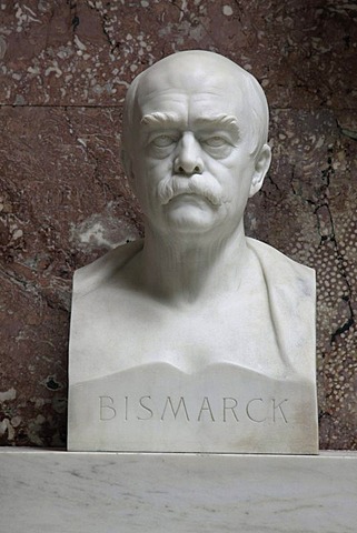 Bust of Otto von Bismarck, Walhalla temple, Donaustauf, Bavaria, Germany, Europe