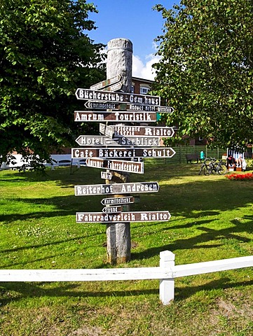 Direction sign post, Norddorf, island of Amrum, Schleswig-Holstein, Germany, Europe