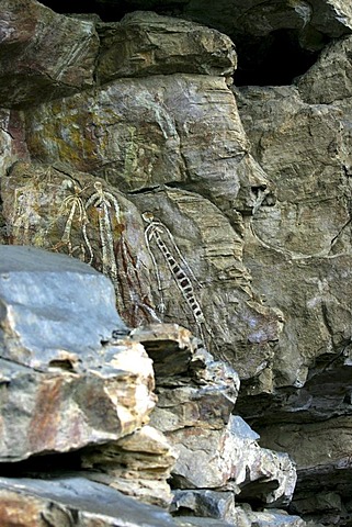 Aboriginal rock art, Nangaluwur Art Site, Kakadu National Park, Northern Territory, Australia