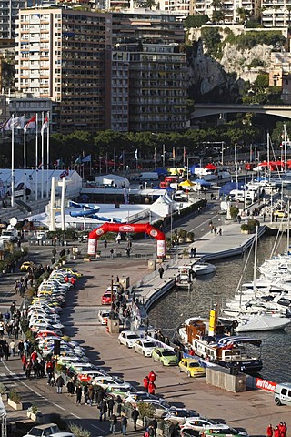 Presentation of the racing cars of the Monte Carlo Rally 2010, port of La Condamine, Monaco, Cote d'Azur, Europe