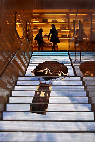 Video effect on the steps in fashion store and jeweller's Louis Vuitton, Via dei Condotti, Rome, Lazio, Italy, Europe