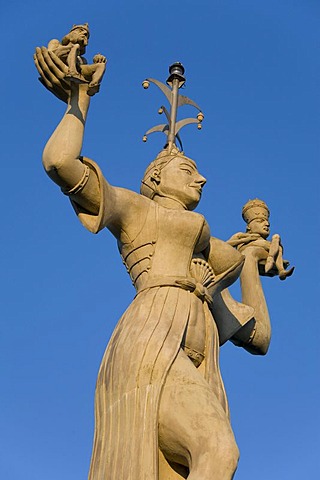 Imperia statue by Peter Lenk at the harbor, landmark, Konstanz, Baden-Wuerttemberg, Germany, Europe