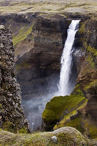 Haifoss waterfall with 120 meters height, Hekla, Iceland, Europe