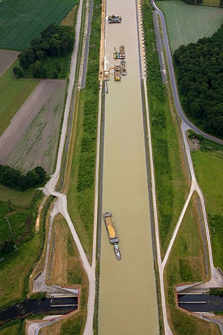 Aerial photo, canal work Dortmund-Ems Canal, Olfen, Ruhrgebiet region, North Rhine-Westphalia, Germany, Europe