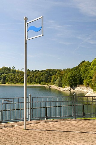 Platform on the dam of the Henneseestausees reservoir in Meschede, Sauerland region, North Rhine-Westphalia, Germany, Europe